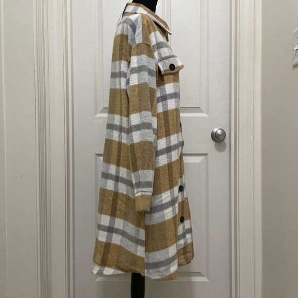 NEW‎ Pretty Garden Plaid Shacket Button Up Jacket Flannel Shirt Womens Small NWT - Picture 9 of 12